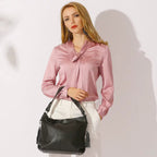 Sac bandoulière double pompon en cuir - Le Jumeau