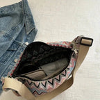 Bohemian Style Crossbody Bag Large Capacity Stylish Chest Bag Dumpling Backpack Heavy Canvas The Shoulder Strap Adjustable