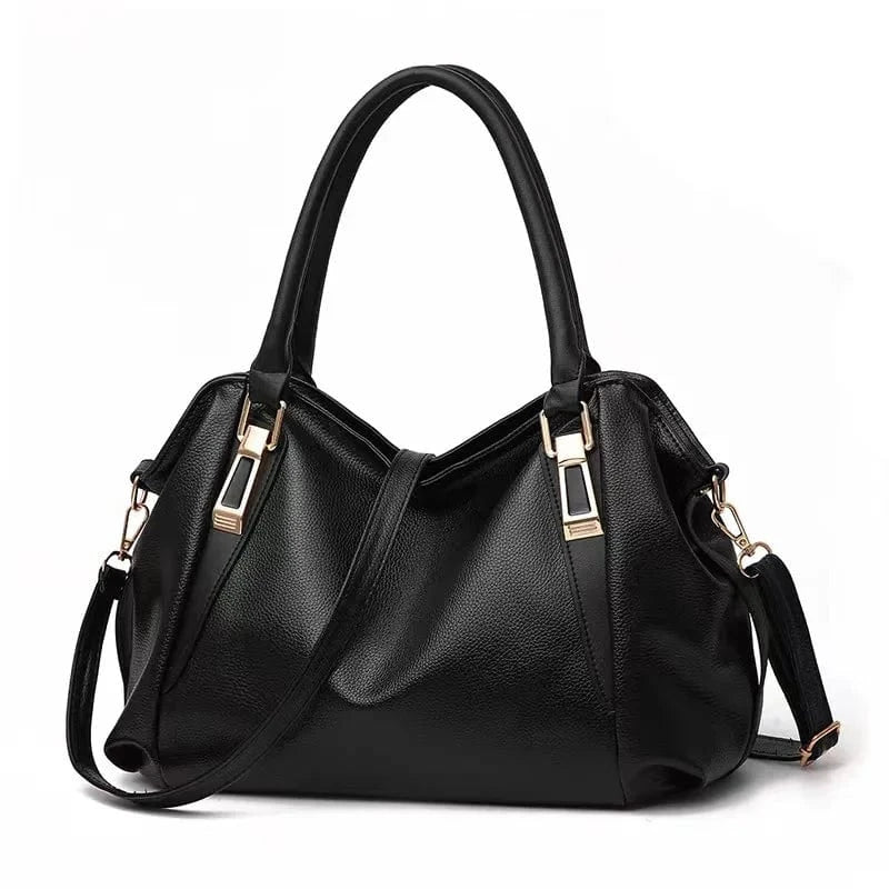 Casual Fashion Women Shoulder Bag Solid Color Soft Large Capacity Bag Crossbody Handbag black