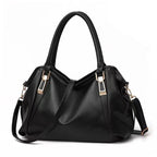 Casual Fashion Women Shoulder Bag Solid Color Soft Large Capacity Bag Crossbody Handbag black
