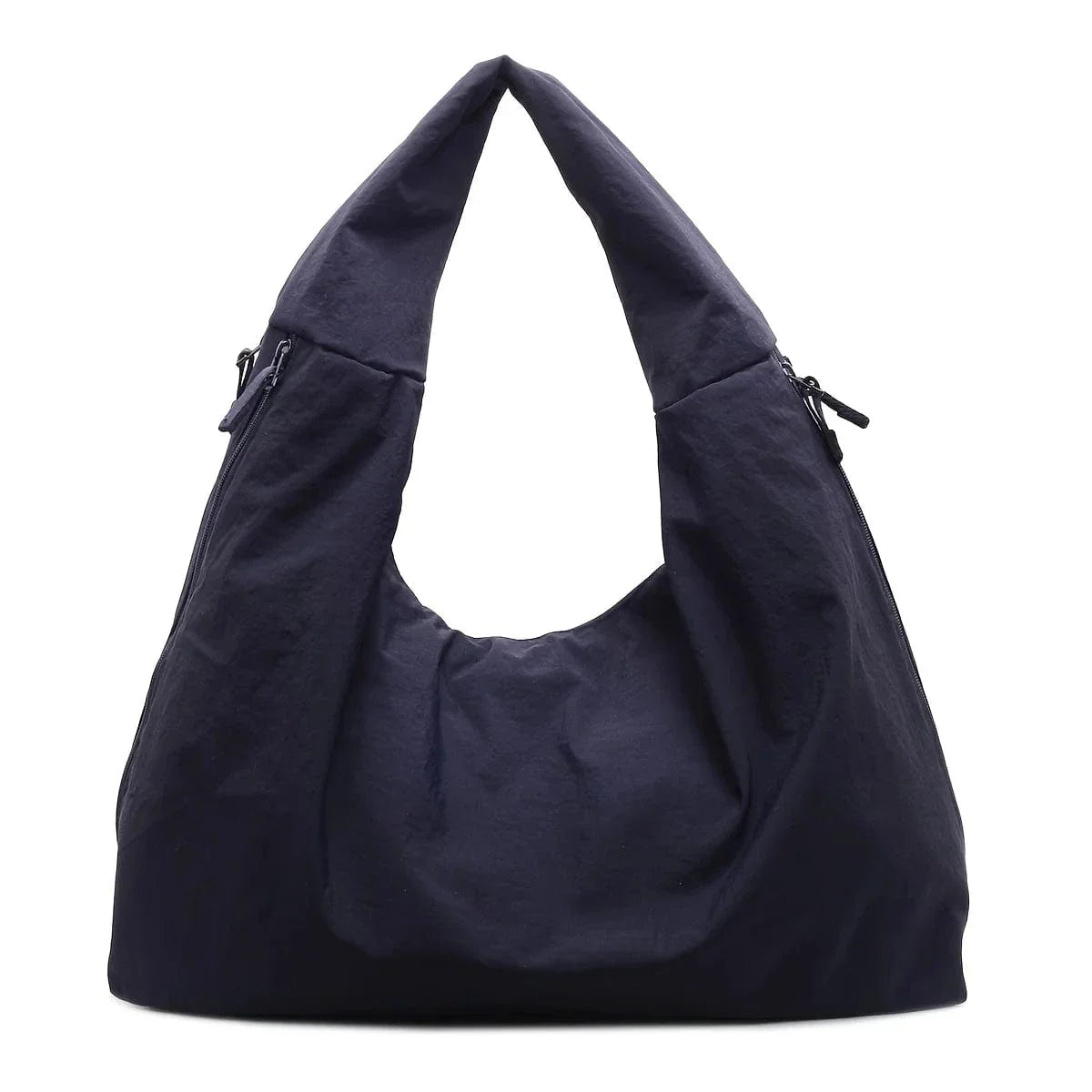 Chic Solid Color Nylon Tote Bag with Multiple Zipper Pockets, Large Capacity Casual Shoulder Bags for College, Work, Everyday Us DEEP BLUE