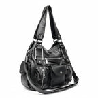 Grand sac bandoulière femme cuir vegan - L'Écliptique Noir