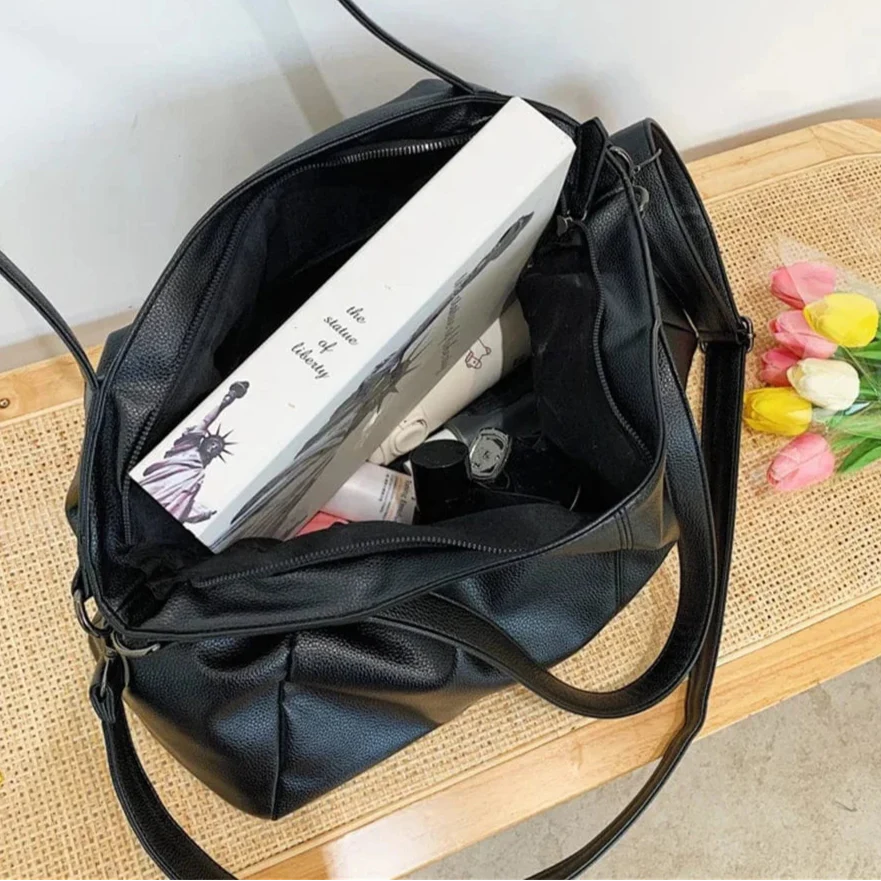 Large Black Shoulder crossbody Bags for Women 2024 Hobo Shopper Sac Solid Color Quality PU Leather Handbag Lady Travel Tote Bag