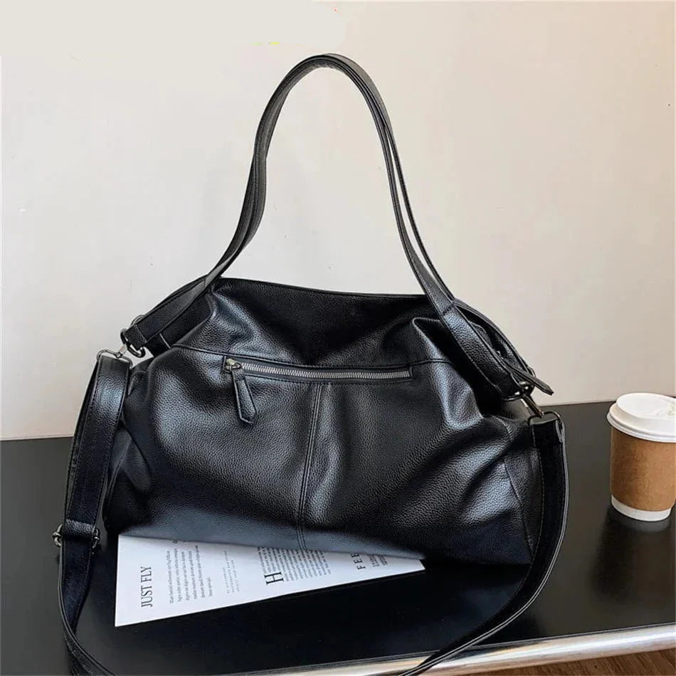 Large Black Shoulder crossbody Bags for Women 2024 Hobo Shopper Sac Solid Color Quality PU Leather Handbag Lady Travel Tote Bag