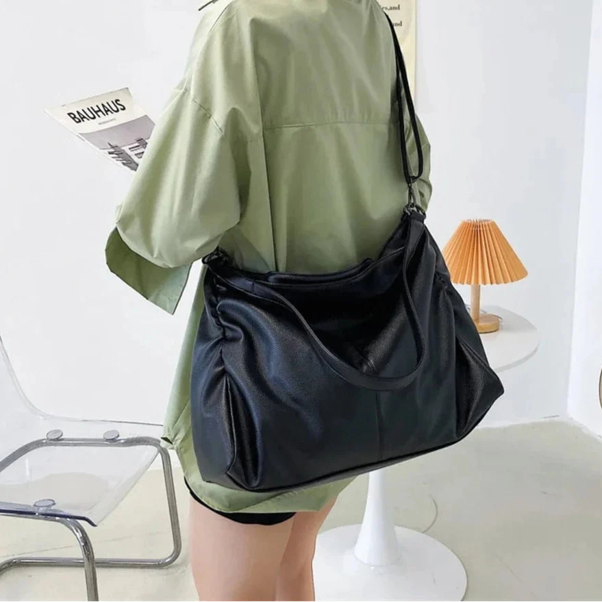 Large Black Shoulder crossbody Bags for Women 2024 Hobo Shopper Sac Solid Color Quality PU Leather Handbag Lady Travel Tote Bag