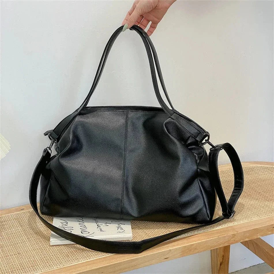 Large Black Shoulder crossbody Bags for Women 2024 Hobo Shopper Sac Solid Color Quality PU Leather Handbag Lady Travel Tote Bag Black
