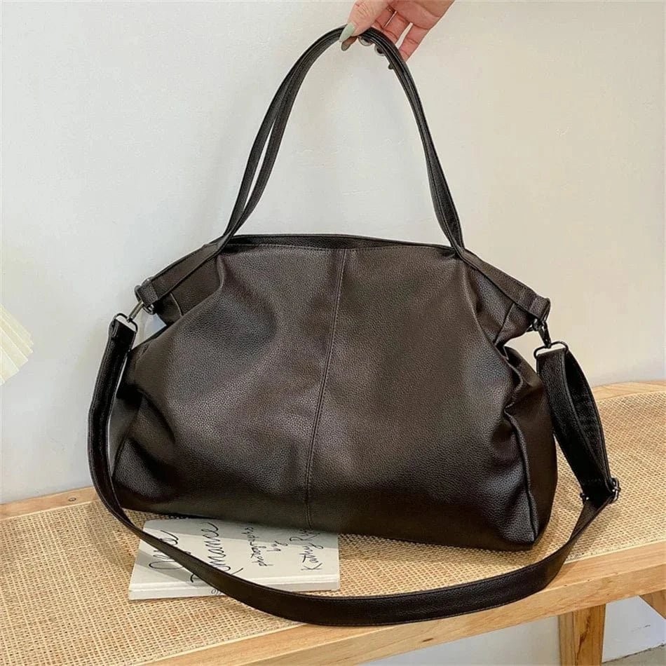 Large Black Shoulder crossbody Bags for Women 2024 Hobo Shopper Sac Solid Color Quality PU Leather Handbag Lady Travel Tote Bag Coffee