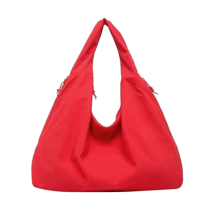 Large Capacity Commuter Casual Canvas Tote Bag Women's 2025 New Style Single Shoulder Shopping Bag Neutral Minimalist Style Red