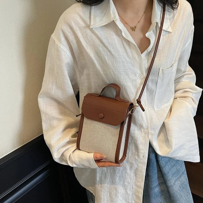 Mini Flap Phone Bags For Women Woven Cloth Fabric Casual Street Shoulder Crossbody Bag 2025 Latest Lightweight Small Phone Pouch