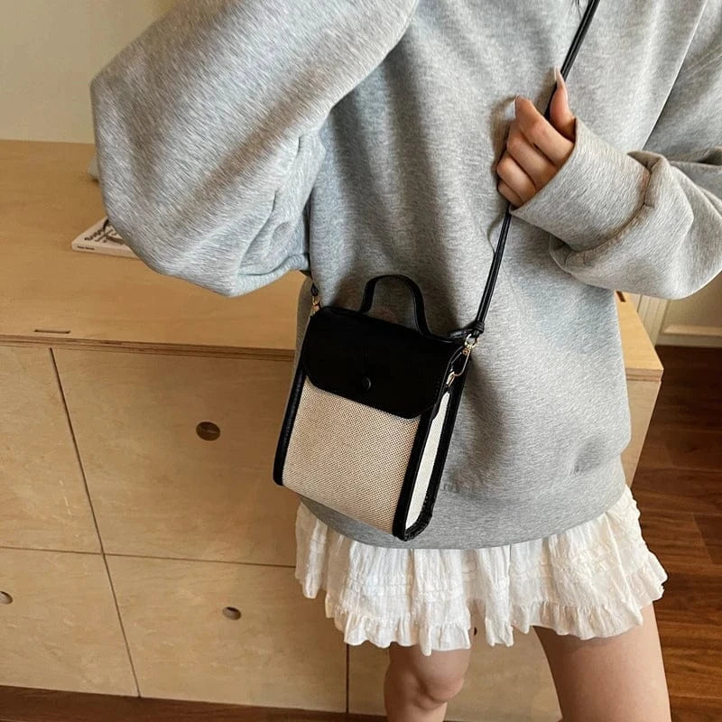 Mini Flap Phone Bags For Women Woven Cloth Fabric Casual Street Shoulder Crossbody Bag 2025 Latest Lightweight Small Phone Pouch