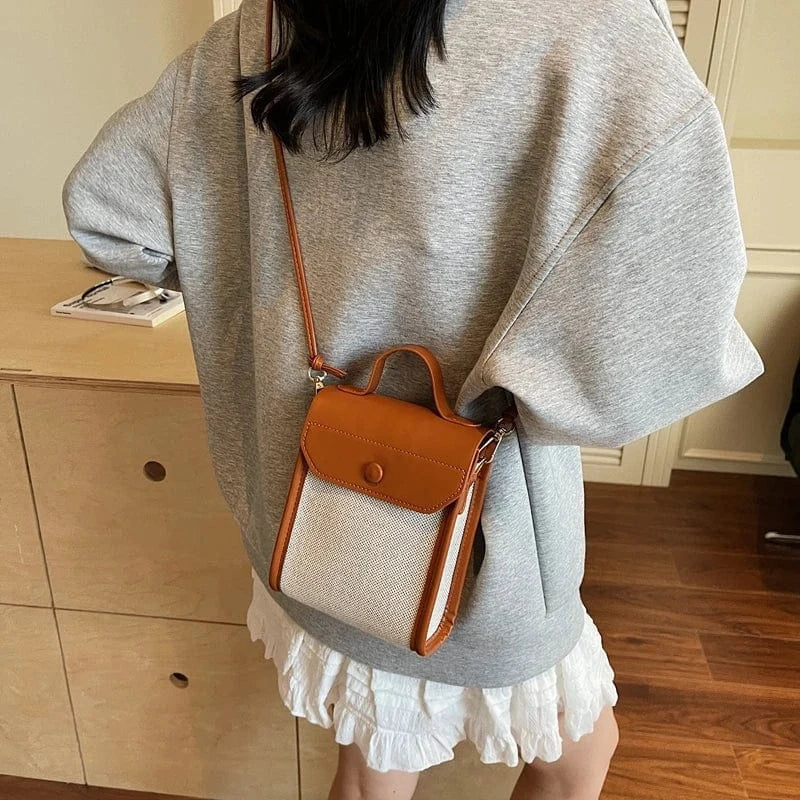 Mini Flap Phone Bags For Women Woven Cloth Fabric Casual Street Shoulder Crossbody Bag 2025 Latest Lightweight Small Phone Pouch