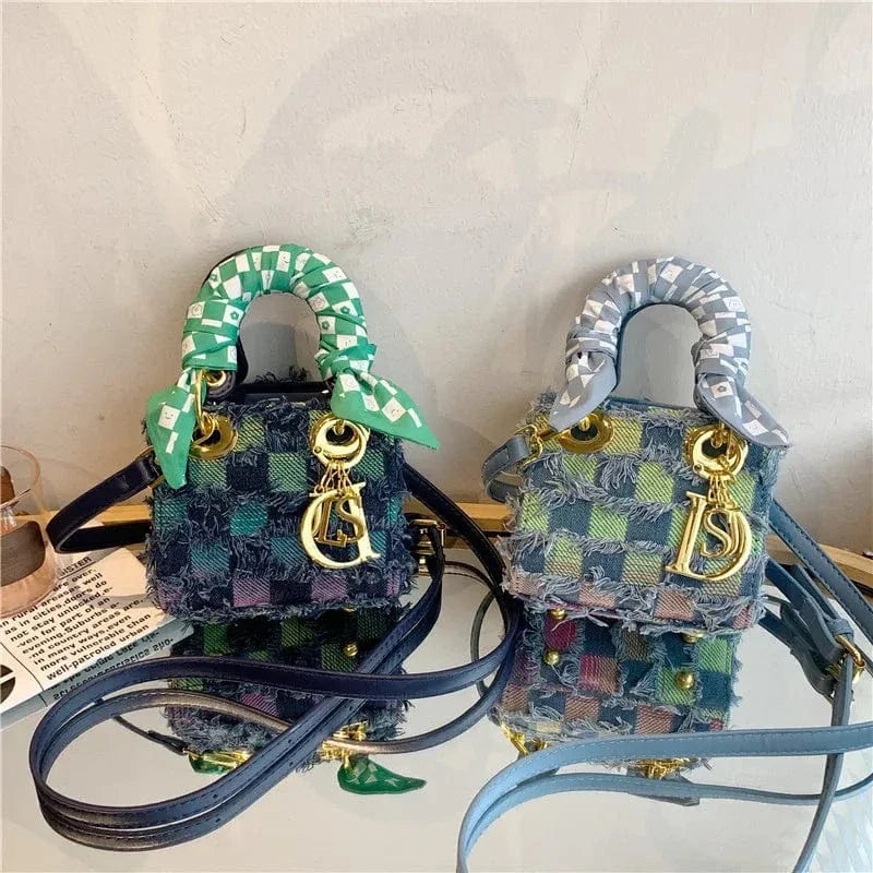 Mini sac bandoulière en tweed à carreaux