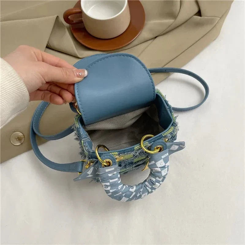 Mini sac bandoulière en tweed à carreaux