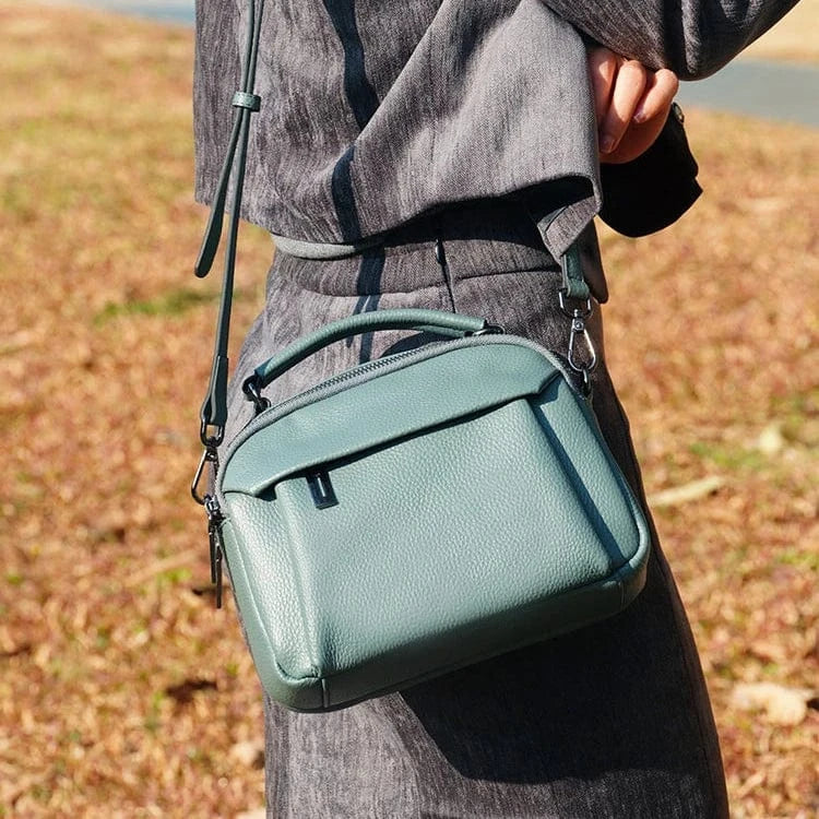 Mini sac bandoulière turquoise en cuir