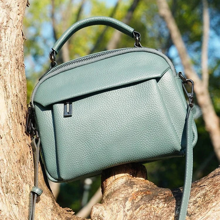 Mini sac bandoulière turquoise en cuir