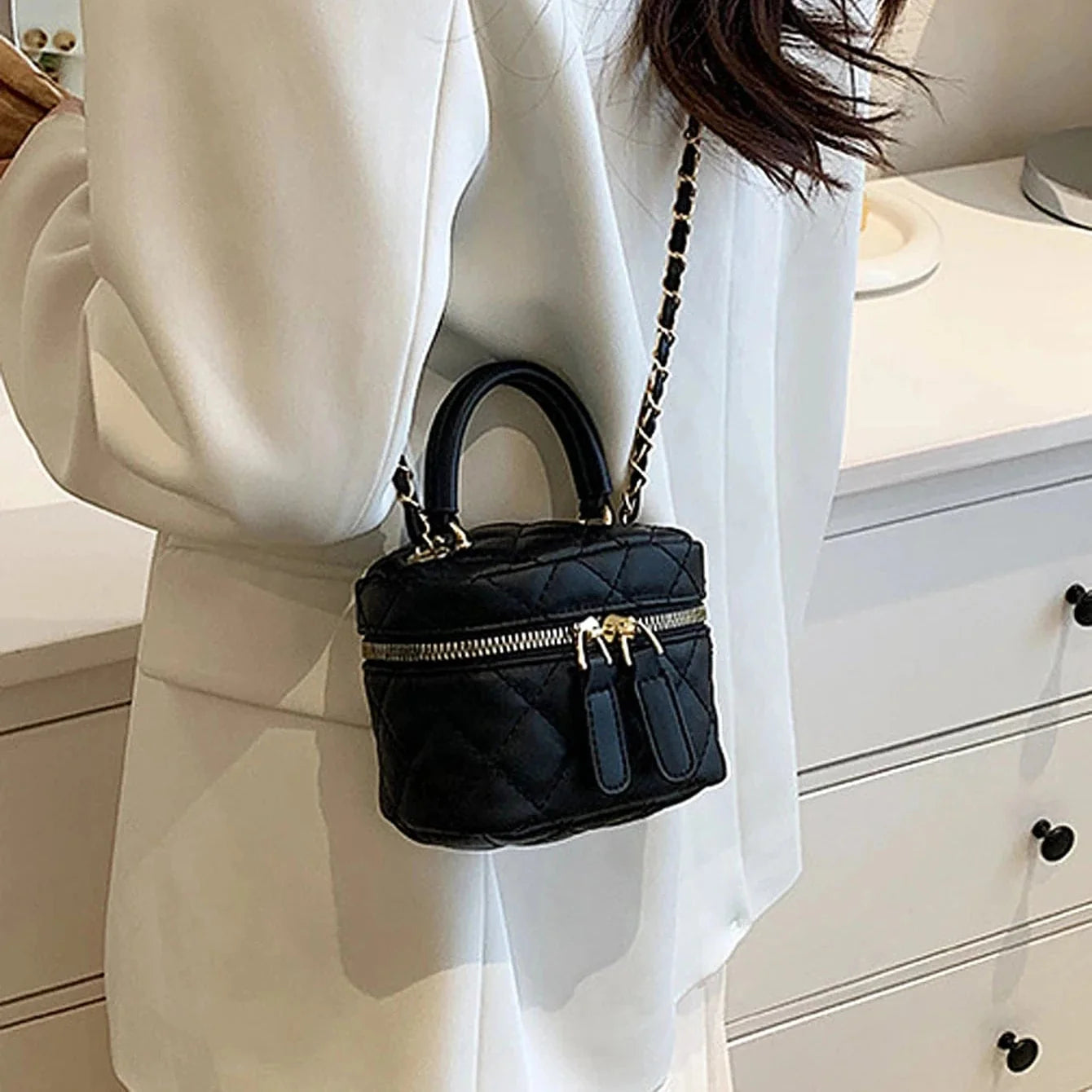 New Mini Quilted Chain Diamond Checkered Women's Crossbody Bag Fashion Mini Designer Handbag High Quality PU Women's Small Bag