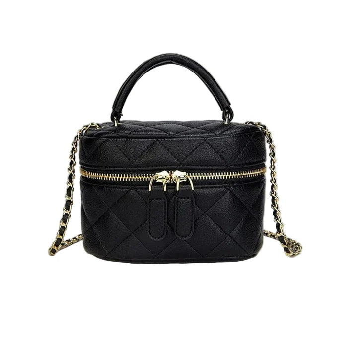 New Mini Quilted Chain Diamond Checkered Women's Crossbody Bag Fashion Mini Designer Handbag High Quality PU Women's Small Bag SD1304-BLACK