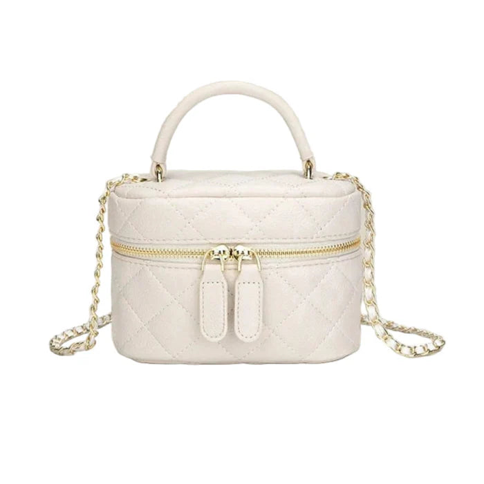 New Mini Quilted Chain Diamond Checkered Women's Crossbody Bag Fashion Mini Designer Handbag High Quality PU Women's Small Bag SD1304-ricewhite