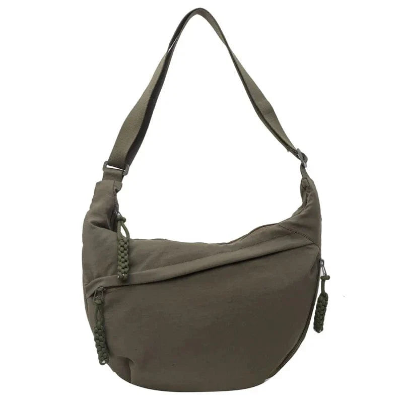 Nylon Fabric Shoulder Bag New High Capacity Women's Crossbody Messenger Bag Leisure Versatile Shoulder Hobos Bag green