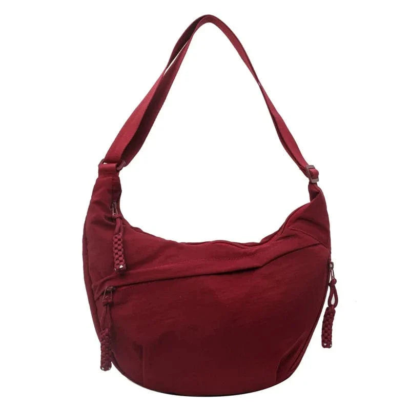 Nylon Fabric Shoulder Bag New High Capacity Women's Crossbody Messenger Bag Leisure Versatile Shoulder Hobos Bag Red