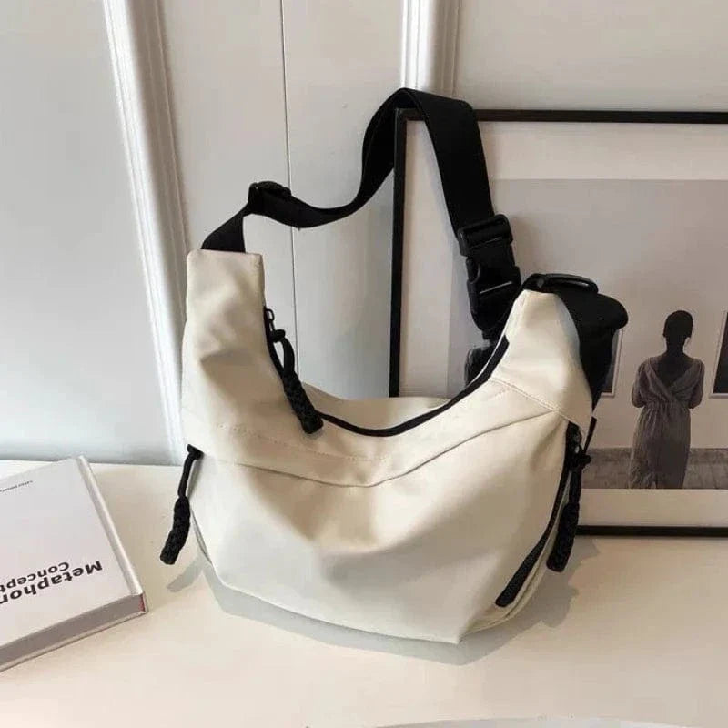 Nylon Hobos Crossbody Bags Solid Casual Zipper Women's Bags 2024 Fashion High Capacity Solid Color Single Shoulder Totes Bag White