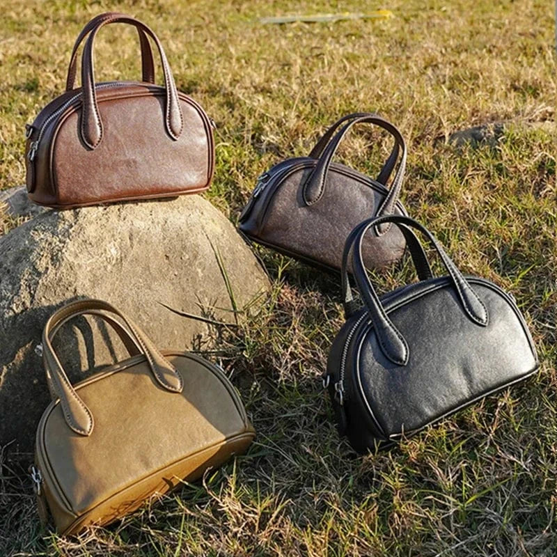 Petit sac bandoulière bowling en cuir