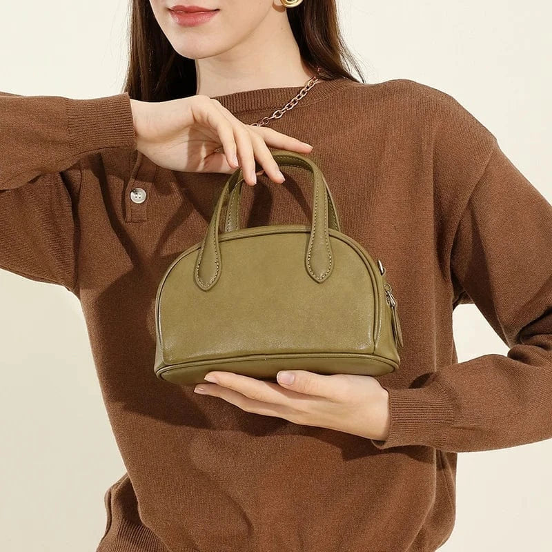 Petit sac bandoulière bowling en cuir