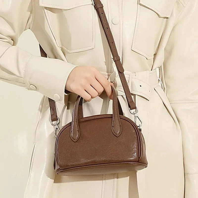 Petit sac bandoulière bowling en cuir