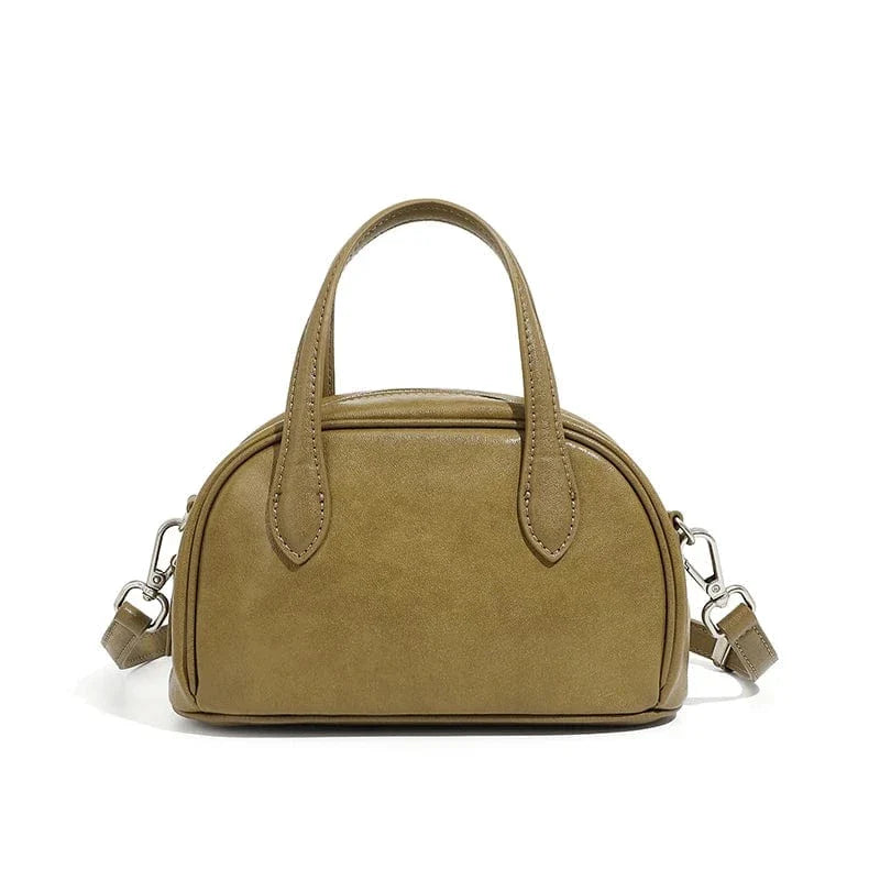 Petit sac bandoulière bowling en cuir Vert