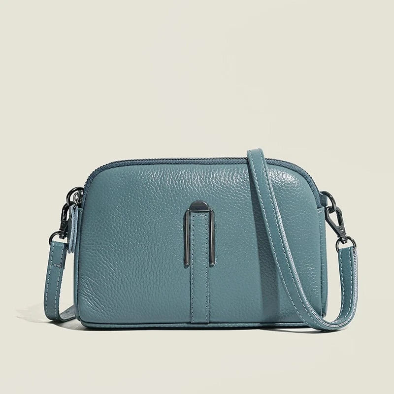 Petit sac bandoulière en cuir bleu Bleu
