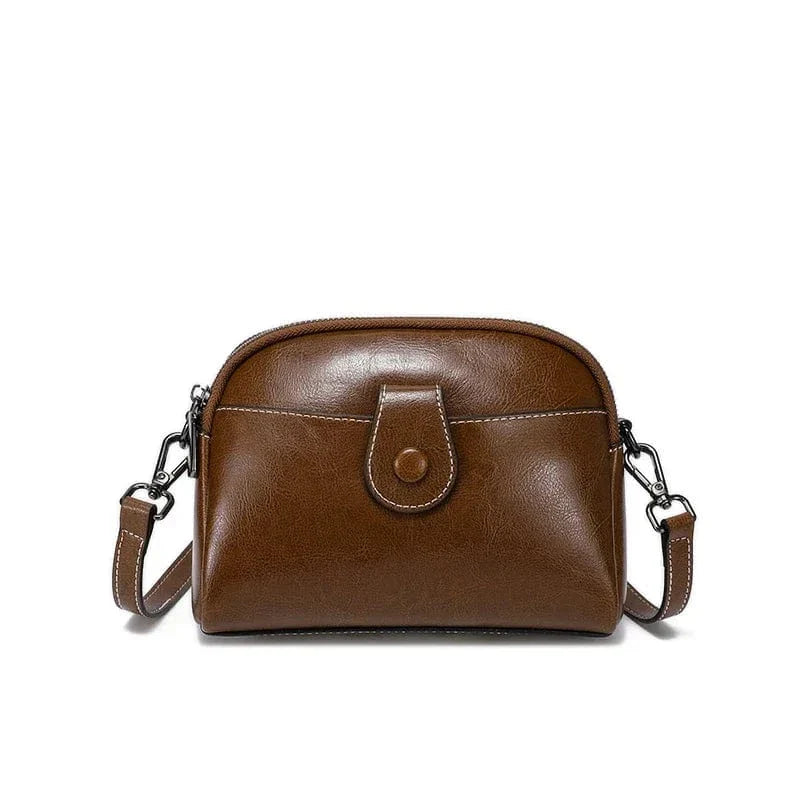 Petit sac bandoulière en cuir vintage Café