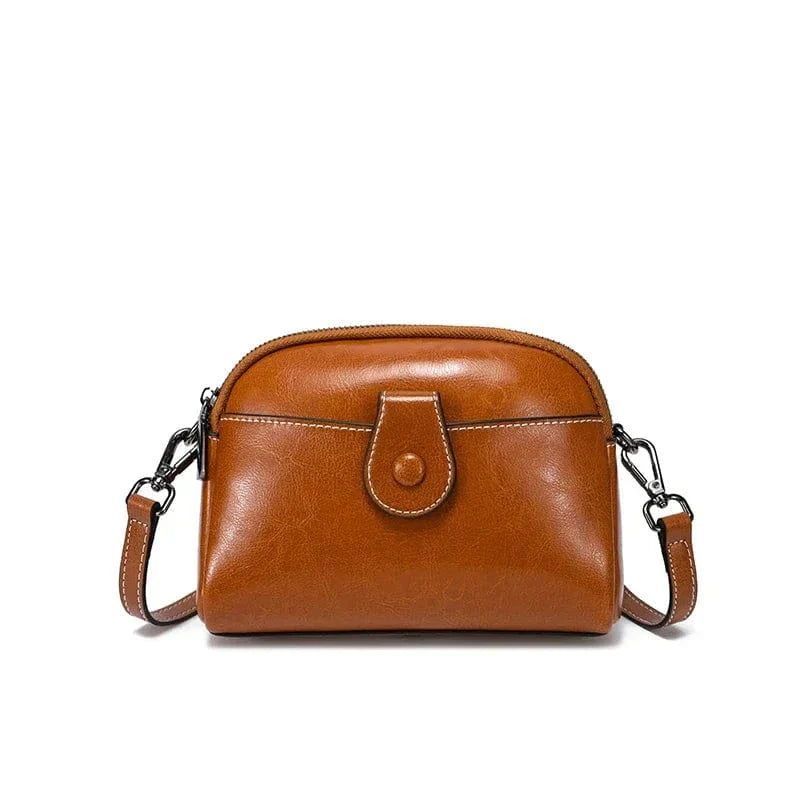 Petit sac bandoulière en cuir vintage Marron