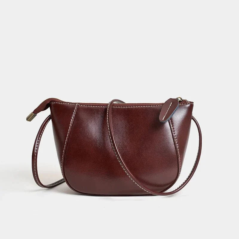 Petit sac demi-lune bandoulière Café