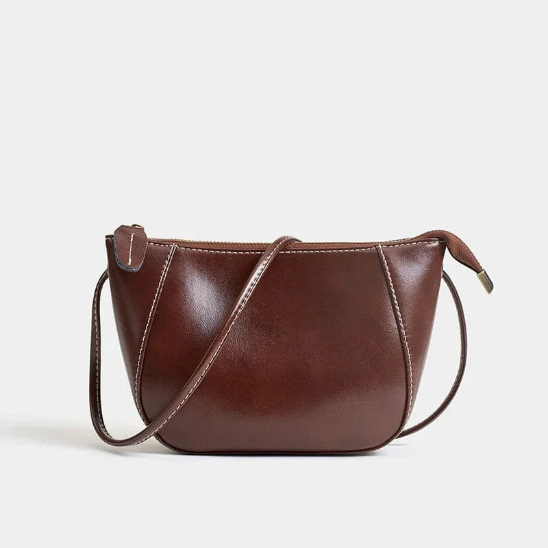 Petit sac demi-lune bandoulière Marron