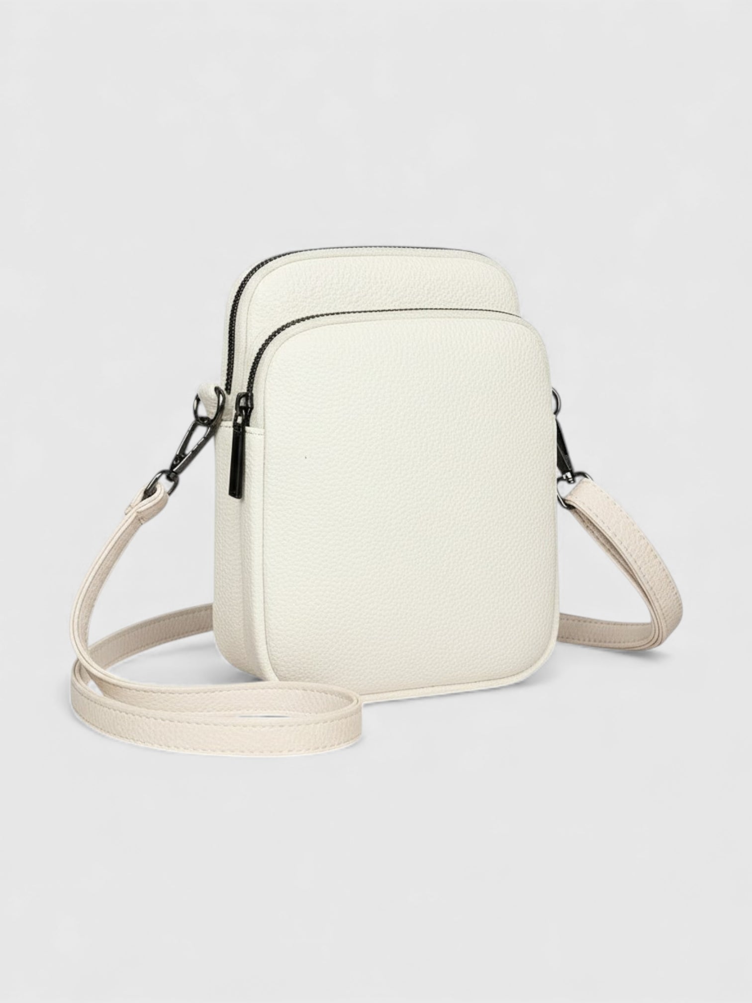 Petit sac bandoulière en cuir grainé multipoches - Le Discret