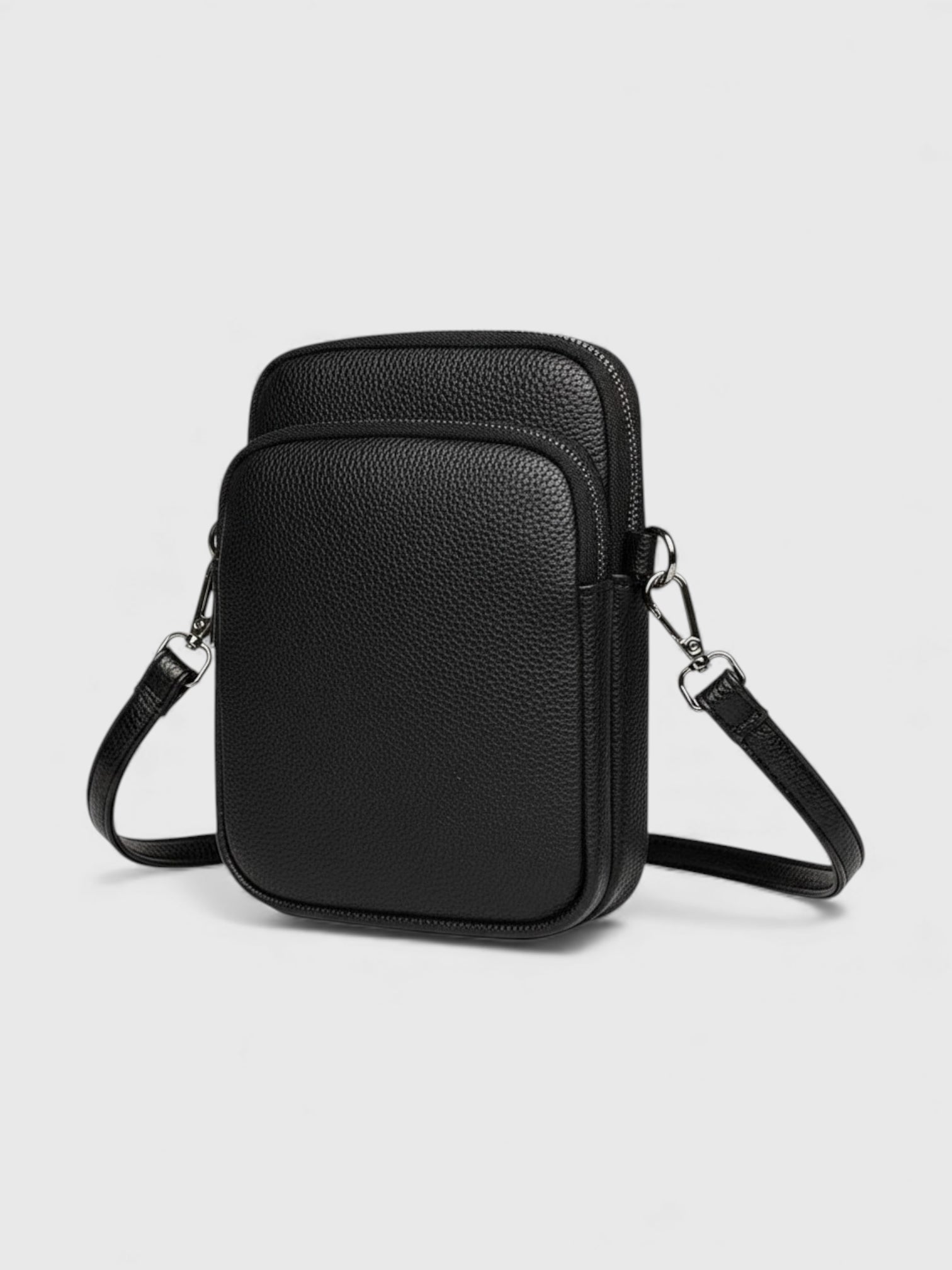 Petit sac bandoulière en cuir grainé multipoches - Le Discret