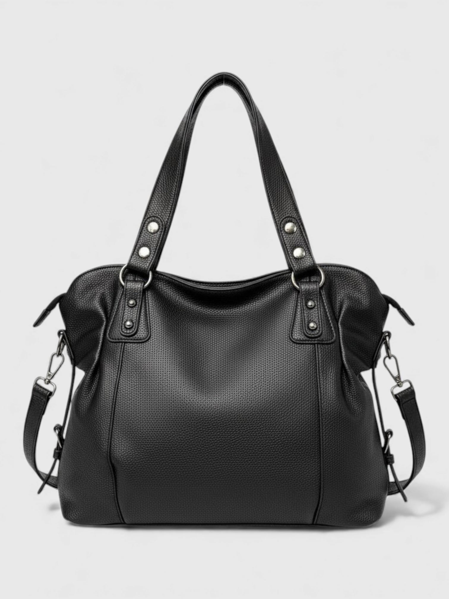 Grand sac cuir vegan grainé noir - La Terre Noire