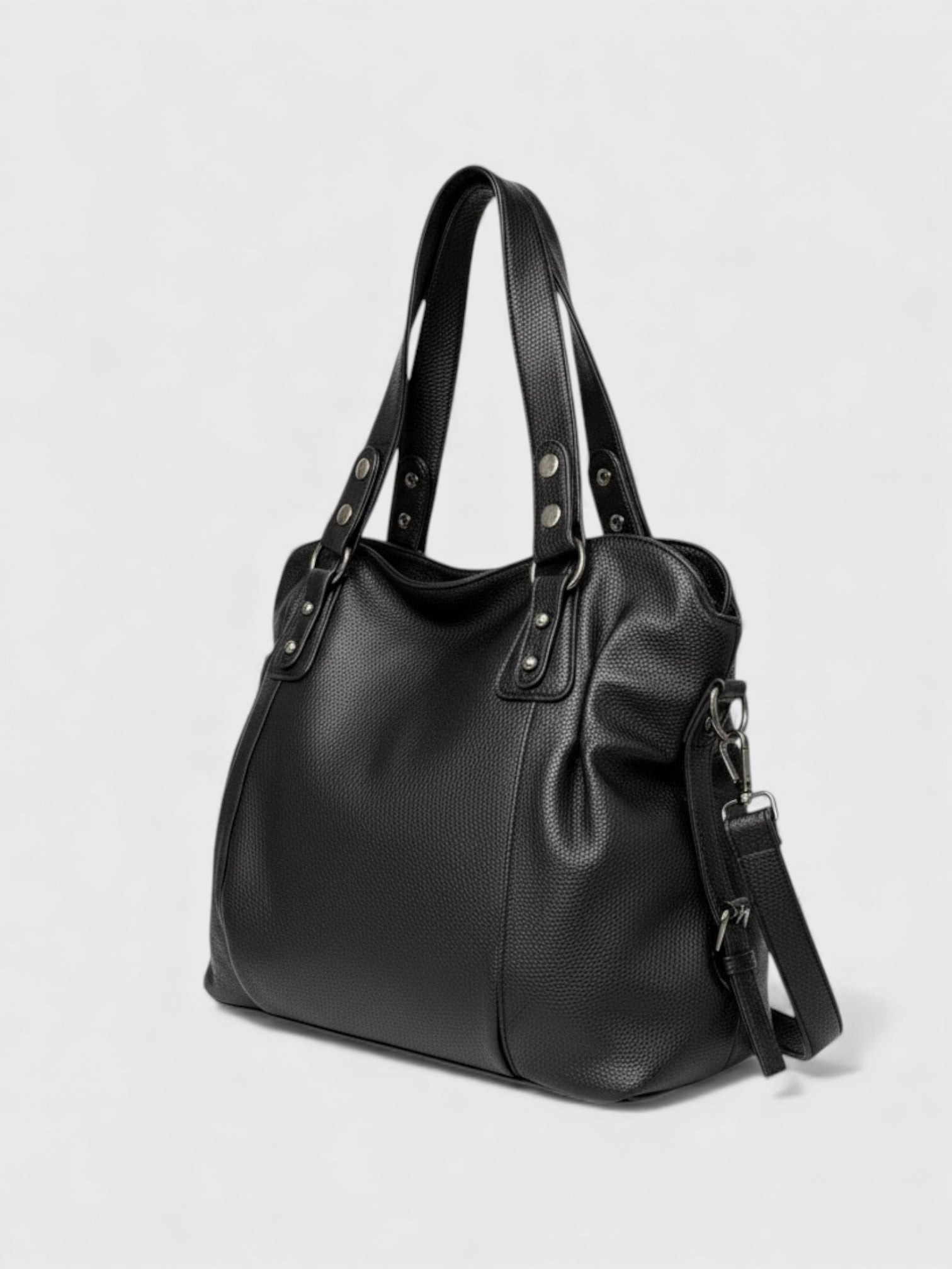 Grand sac cuir vegan grainé noir - La Terre Noire