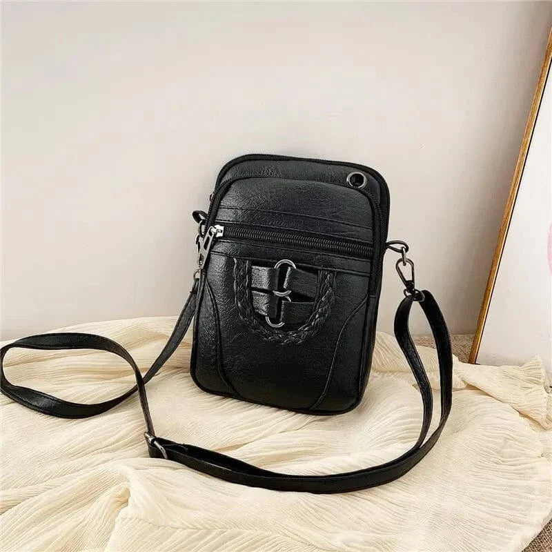 PU Leather Small Women Shoulder Bag Vintage Crossbody Bag Cash Purse Cell Phone Bag Fashion Soft Handbag Purse CHINA / black