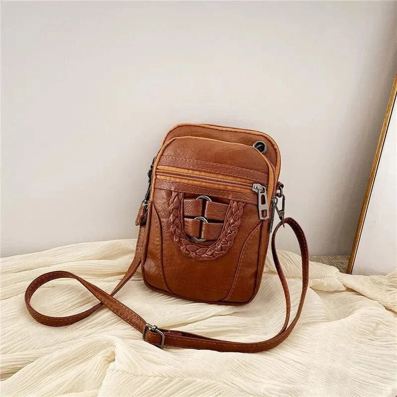 PU Leather Small Women Shoulder Bag Vintage Crossbody Bag Cash Purse Cell Phone Bag Fashion Soft Handbag Purse CHINA / Coffee color