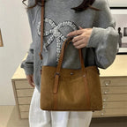 Retro Large Tote Bag Casual Commuter Women's Single Shoulder Pure Color Simple Hot Sale Of The Season New Underarm Bag Soft Poly