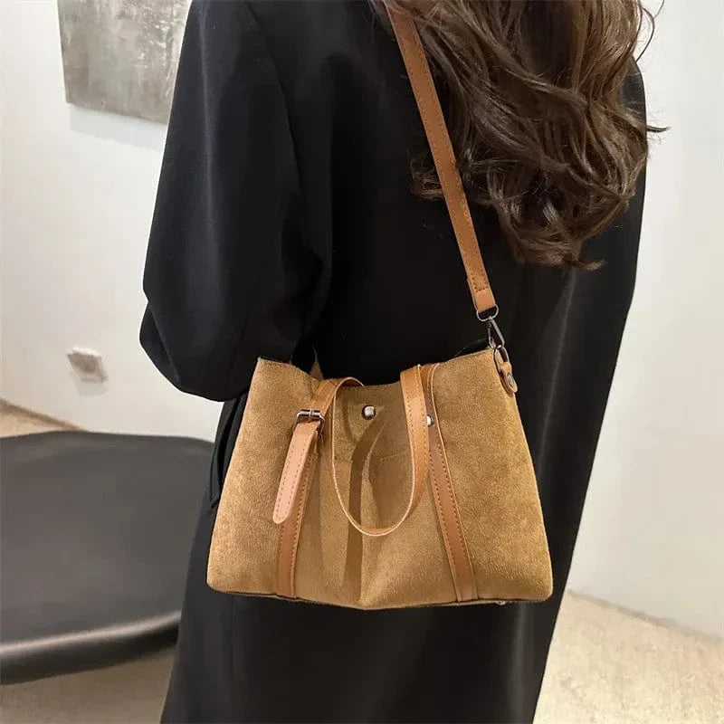 Retro Large Tote Bag Casual Commuter Women's Single Shoulder Pure Color Simple Hot Sale Of The Season New Underarm Bag Soft Poly