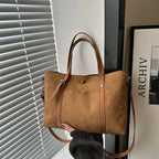 Retro Large Tote Bag Casual Commuter Women's Single Shoulder Pure Color Simple Hot Sale Of The Season New Underarm Bag Soft Poly