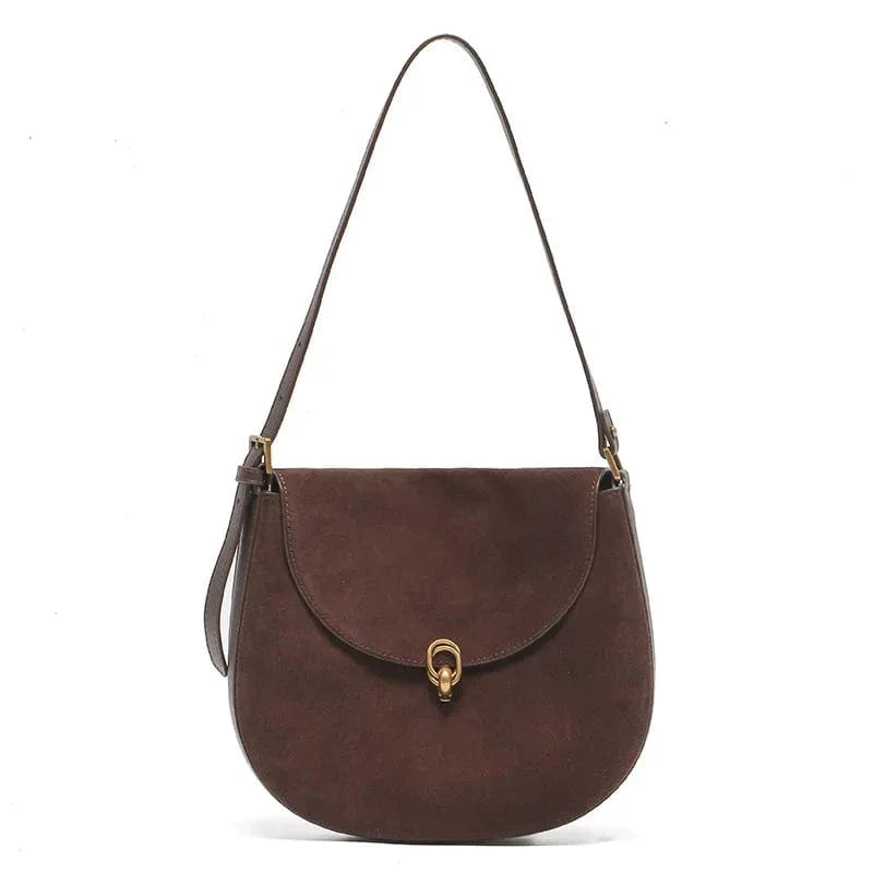 Sac à main bandoulière en cuir véritable Café