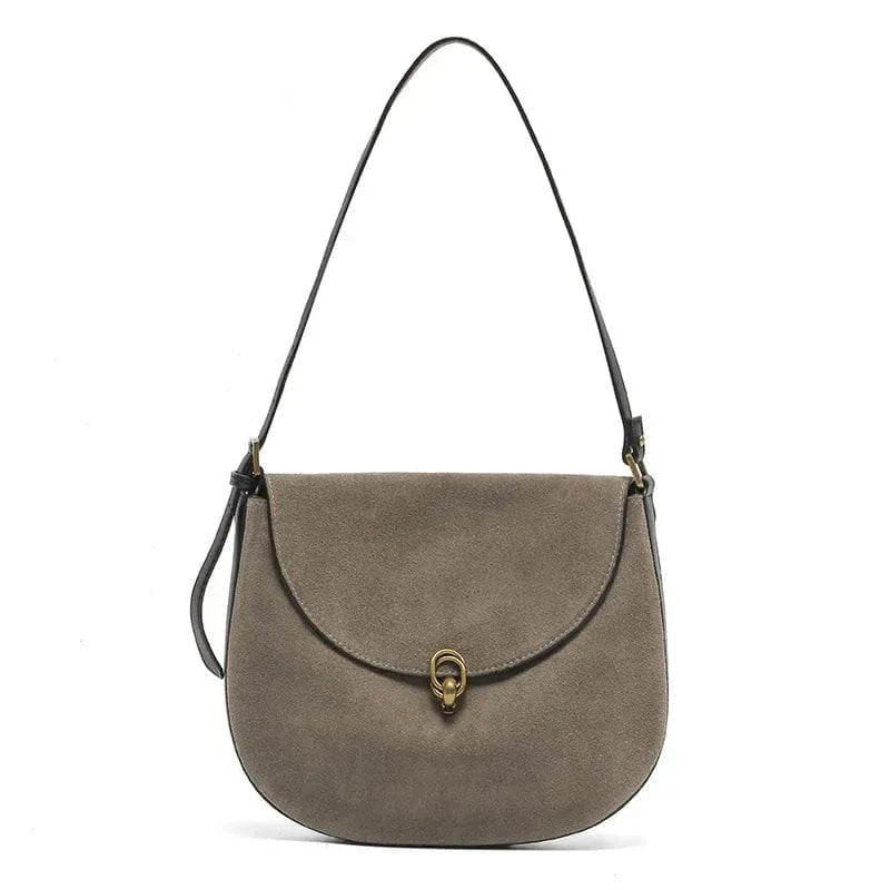 Sac à main bandoulière en cuir véritable Gris