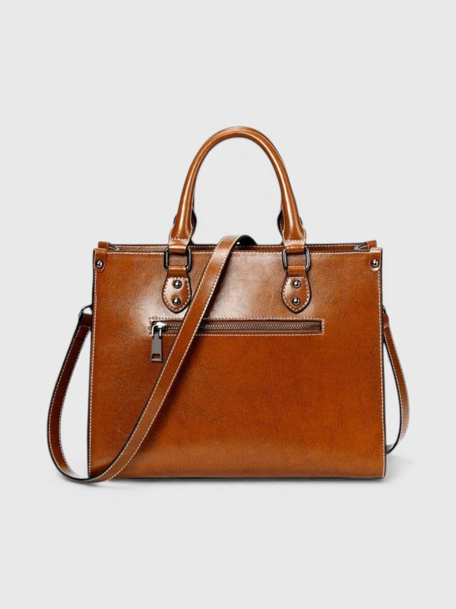 Sac cartable bandoulière en cuir lustré - Le Bichon