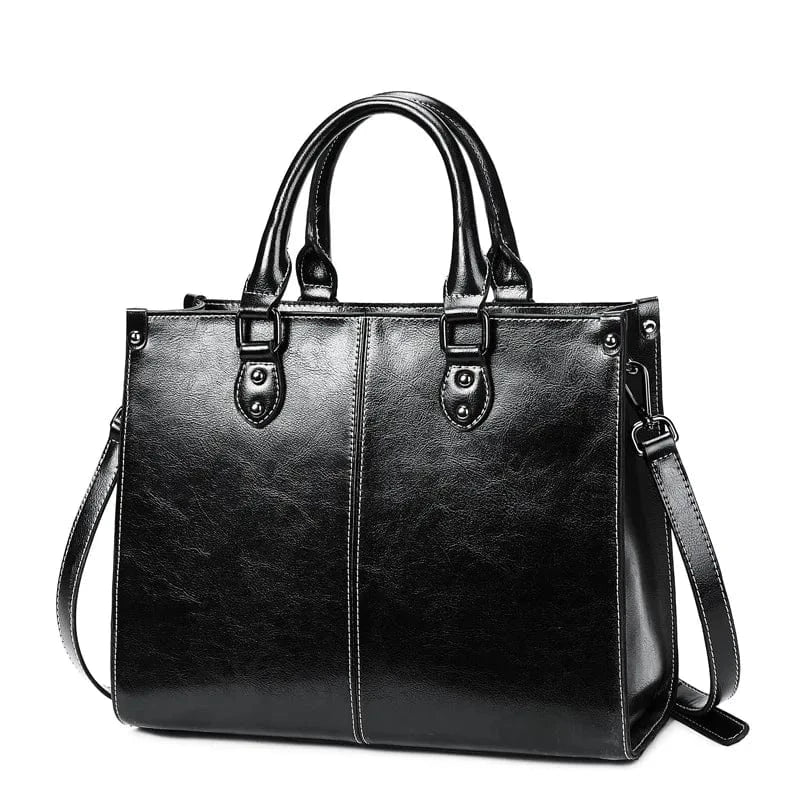 Sac a Main de Cours en Cuir Véritable Black