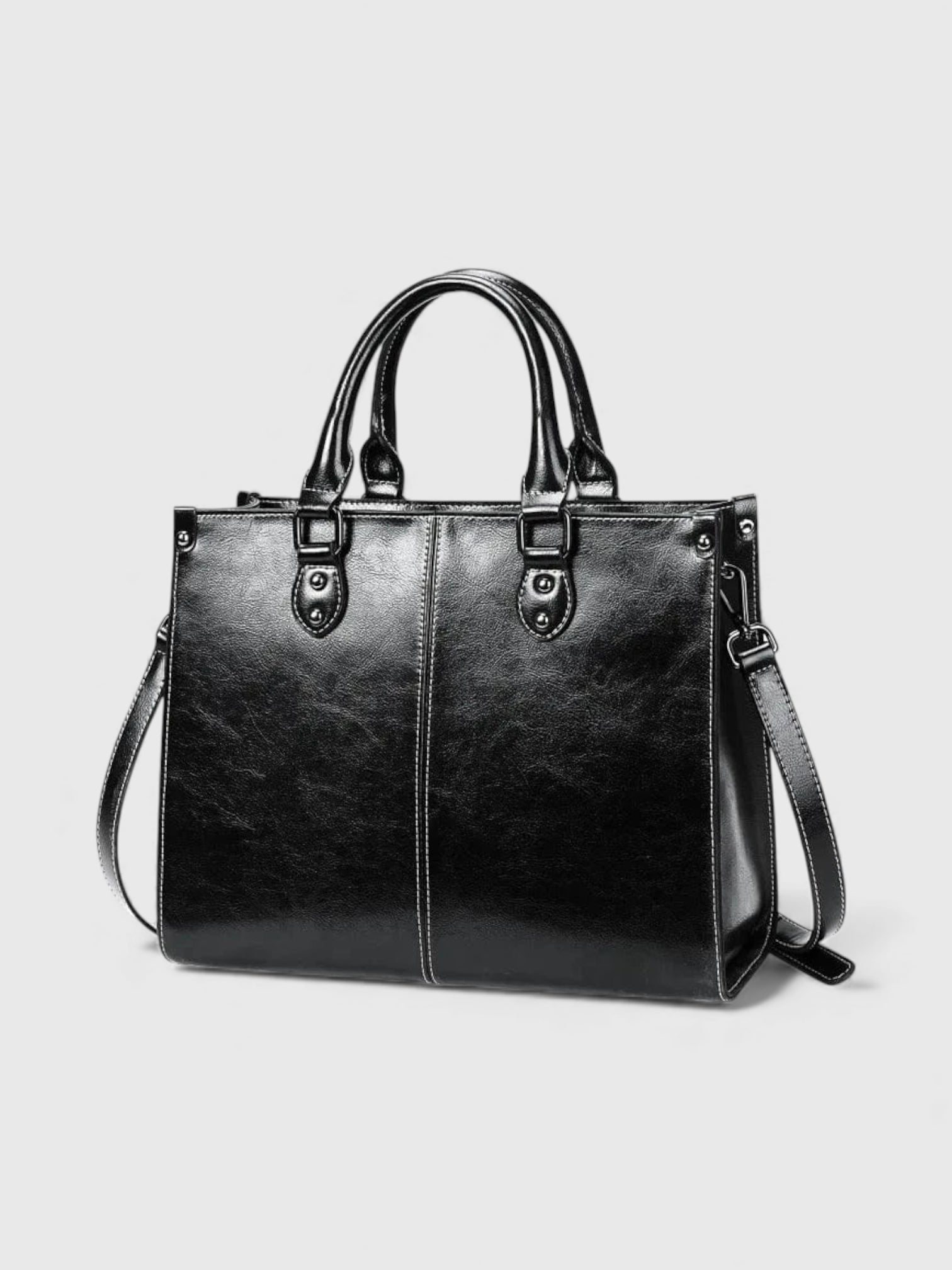 Sac cartable bandoulière en cuir lustré - Le Bichon