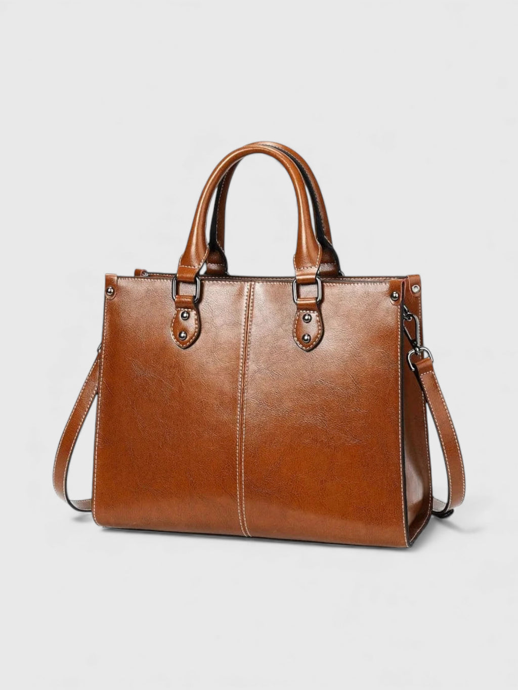 Sac cartable bandoulière en cuir lustré - Le Bichon