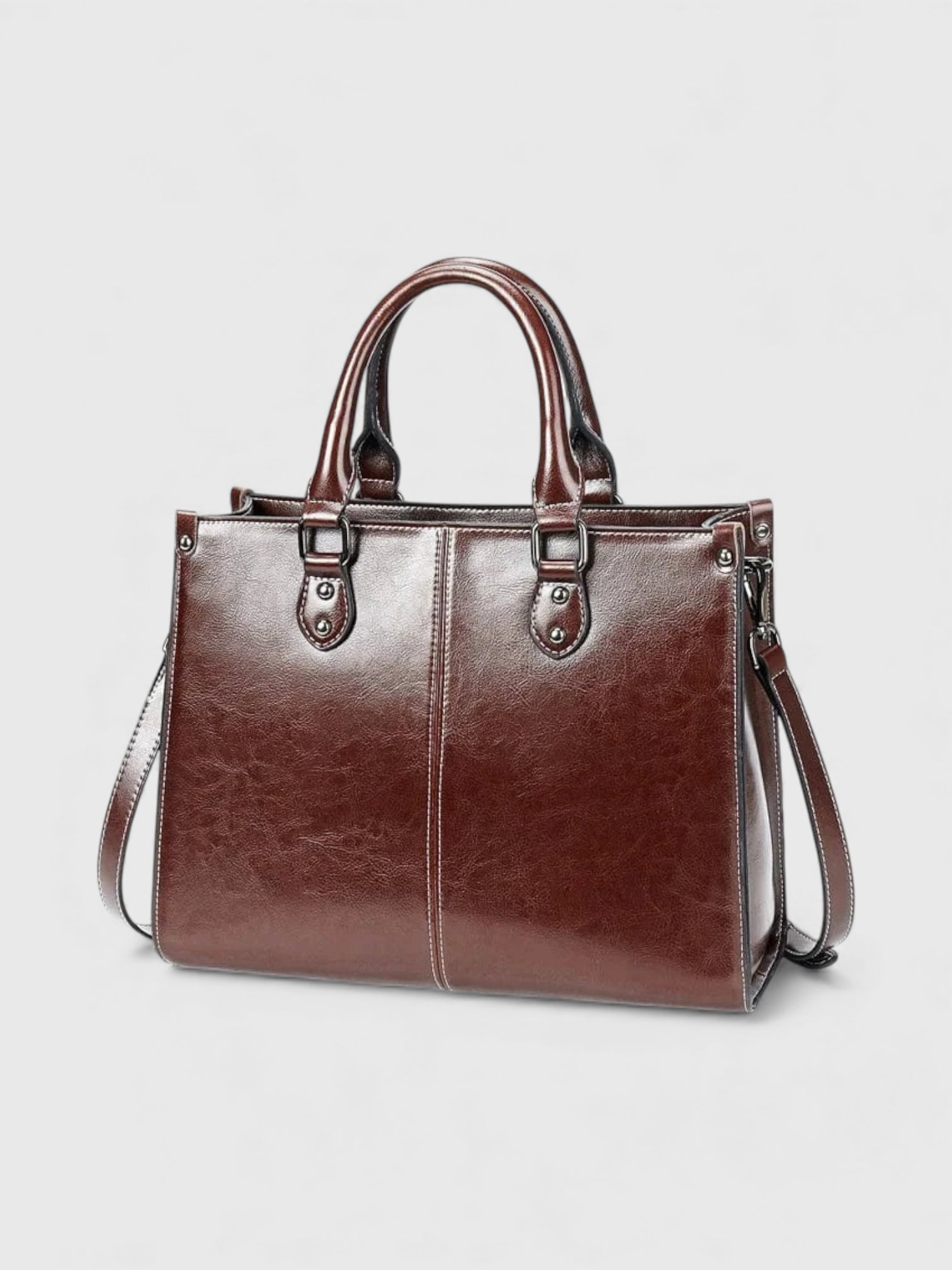 Sac cartable bandoulière en cuir lustré - Le Bichon